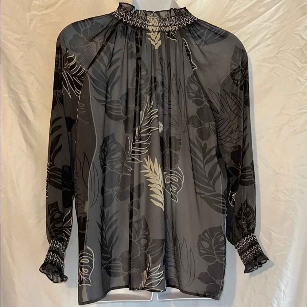 CAbi Aloha Black Long Sleeve Sheer Ruffled Blouse - Picture 11 of 16